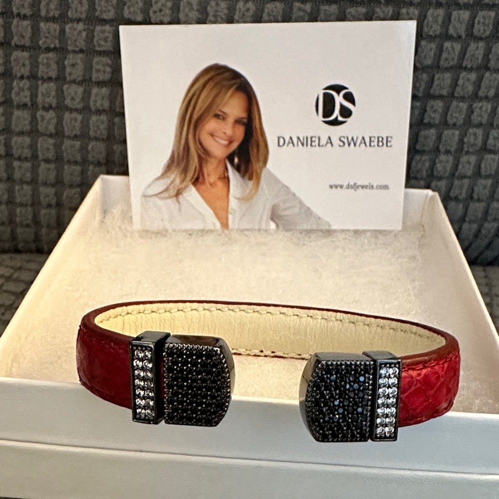 Daniela Swaebe Red Bracelet with Black Accents